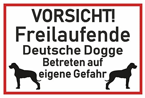 Samunshi® Aufkleber Vorsicht Deutsche Dogge - Schild Sticker Hinweisschild Warnschild Vorsicht Hund 25 x 16,7cm Vorsicht Deutsche Dogge schwarz