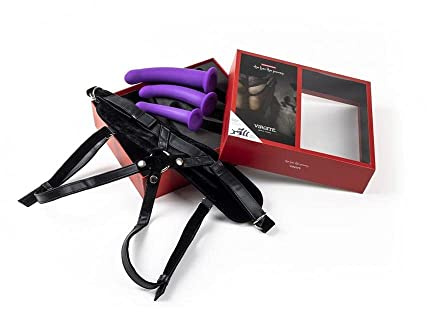 VIRGITE - SHE HAS THE POWER Geschirr Dildos mit violetten Dildos, Größen S/M/L