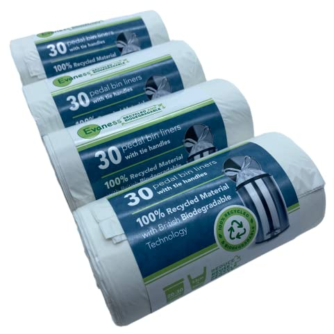Evaness 100% Recycled Material & Biodegradable Bin Bags with Tie Handles 20L 30L - 120 Bags