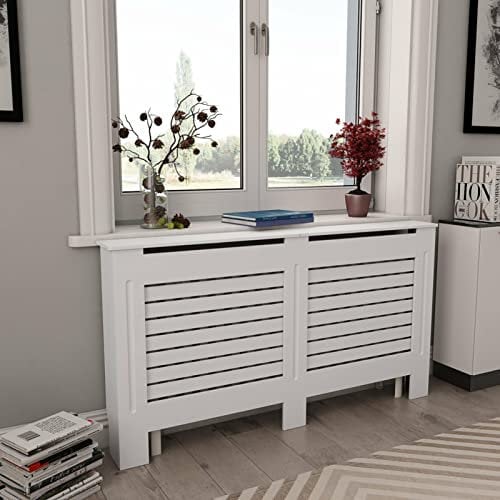 Chusui Heizkörperverkleidungen 2 STK Heizkörperabdeckung, Heizung Verkleidung, Radiator Cover, Heizungsabdeckung, Verkleidung Heizkörper, Weiß 152 x 19 x 81,5 cm MDF