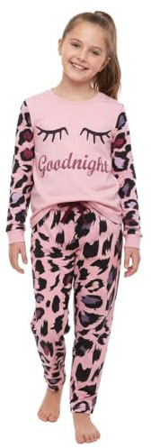A2Z 4 Kids Girls Leopard Pyjama Set Long - PJS 154 Baby Pink_.11-12