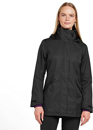 Peter Storm Women's Mistral Long Jacket with Adjustable Rollaway Hood & 3 Zipped Pockets, Waterproof & Breathable Longline Raincoat (UK, Numeric, 8, Regular, Regular, Black)