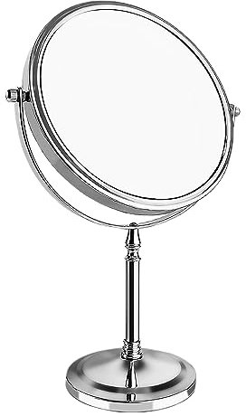 JANEEVA Kosmetikspiegel mit 1x/10-facher Vergrößerung, 20,3 cm, doppelseitiger Tischspiegel, Kosmetikspiegel mit 360° Drehung, abnehmbarer Sockel, kein Licht