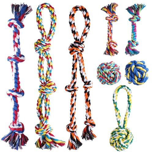 Aitmexcn 8 Pcs Dog Rope Toys for Large and Medium Aggressive Chewers - Heavy Duty, Dental Cleaning Dog Chew Toys, Tug Toy for Boredom - 100% Cotton Indestructible Toy