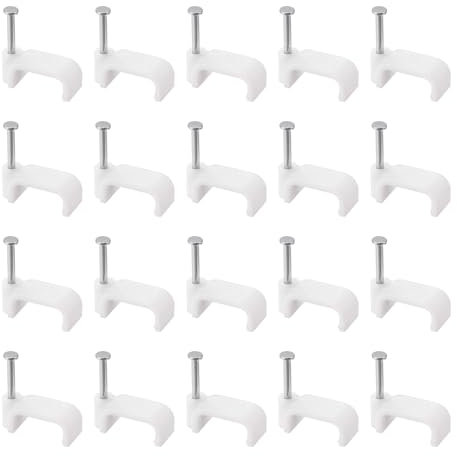 sourcing map Cable Clips, 100Pcs 14mm Nail in Cable Clips Circle Cable Clamps Cable Tacks Cord Clips Wire Holder for Cords Management