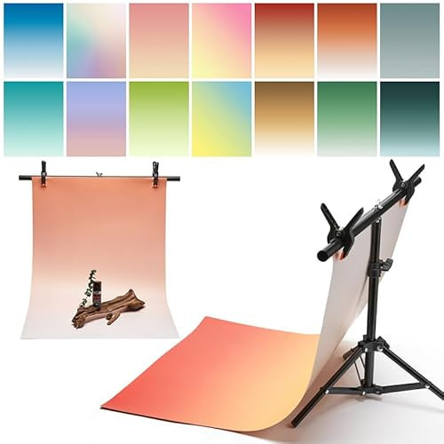 Fotohintergrund mit Ständer, doppelseitig, wasserdicht, wiederverwendbar, 86,4 x 58,4 cm, Morandi-Foto-Tischhintergründe für Lebensmittel, Schmuck, Kosmetik, Make-up, 7 Stück, 14 Muster