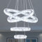 Finktonglan LED Kronleuchter, 4 Ringe Moderne Kristall Kronleuchter Esszimmer Wohnzimmer LED Decke Pendelleuchte Einstellbare Edelstahl Kristall Kronleuchter (Kühl Weiß)