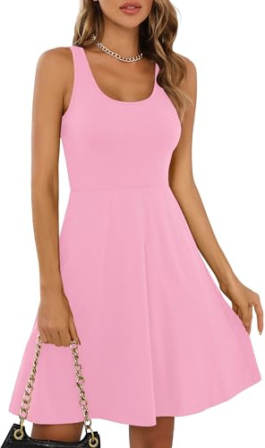 Missufe Damen Sommerkleid Minikleid Rockabilly Freizeitkleid Skaterkleid Kurzes Tank Kleider