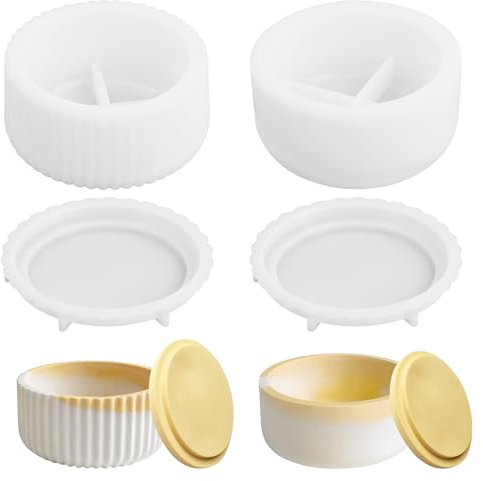 2 Piezas Moldes de Silicona para Portavelas, DIY Candle de Cemento para Tarros de Velas Artesanales Cilíndricas Con Tapas, Molde de Resina para Jarrones y Cajas de Almacenamiento
