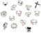 Hifot 15 Stück Y2K Ringe für Damen Mädchen Gothic Opal Ring Silber Set, Punk Grunge Vintage Ringe Mondstein Stern Dorn Herz Kreuz Y2K Accessoires Schmuck
