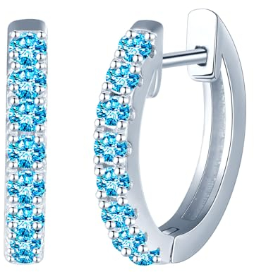 CONILOK Ohrringe Silber 925 Creolen Damen Ohrringe 14mm Ohringe Groß Zirkonia Ohrring Blau Ohrschmuck Geschenk für Sie Frauen Freundin Teenager Mädchen Geburtstag Muttertag Hochzeit Weihnachtstag