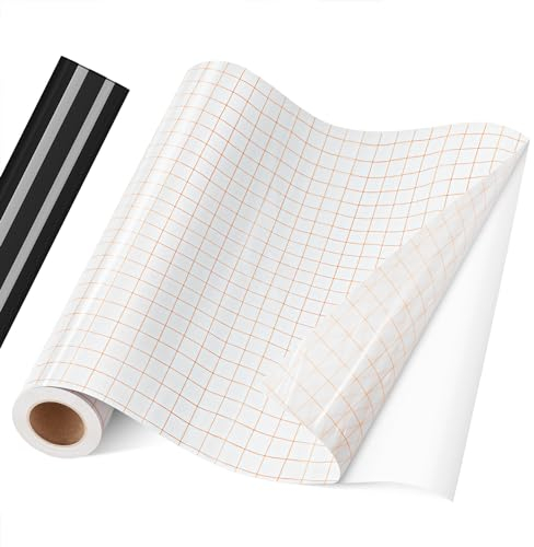 YAFLC Transferfolie Plotter für Vinyl, 30.5x366cm Transferfolie Plotter und Schwarz Vinylfolie Plotter, Übertragungsfolie Plotter für Becher, Fenster, Aufkleber und DIY Handwerk