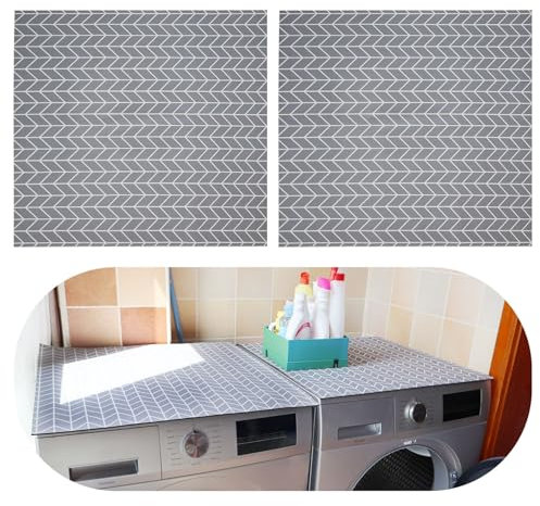 2PCS Washer and Dryer Covers for the Top 25.6'' x 23.6'' Non-Slip Dust Cover Pad for Washer and Dryer, Dust-Proof & Quick Dryer Top Protector Mat for Laundry Kitchen Home