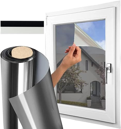 Gutsbox Film Occultant Fenêtre Anti Regard 110x400cm Film Fenetre Anti UV Anti Chaleur, Brise Vue Fenetre Anti Soleil avec Couteau pour Salon, Chambre, Bureau, Hôtel