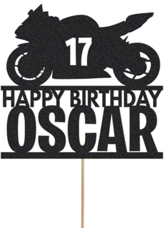 Motorbike Racing Cake Topper Personalised Boys Birthday Cake Decoration Any Name & Age