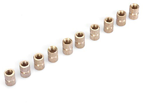 10-teiliger M6-Messingzylinder, Gerändelt, Rund, Geformt in Einsatz, Eingebettete Muttern, M6-Gewinde, Messing-Rändelmuttern, Gewinde-Heatset Für Den Druck von 3D-Druckern(M6*12L*8.3MM)