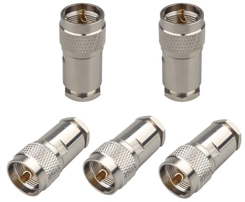 Futheda 5PCS PL259 UHF Male Attach Adapter End Connector Compatible with Walkie Alkie CB Radio Broadcast Marine Ham Cable Telecom Antenna Extension Phone Signal Booster