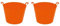 (Set of 2) 42L Litre Large Flexi Tub Rubber Storage Container Food Grade Heavy Duty Polyethylene Flex Tub | Garden Trug Compost Animal Feeding Bucket - Made in UK. (Orange, Orange)