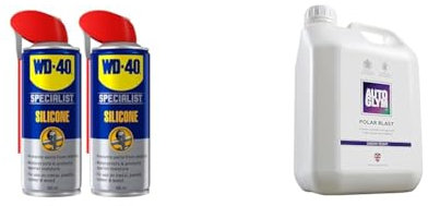 WD-40 Specialist Silicone Spray Lubricant Twin Pack - 2 x 400ml Cans & Autoglym Polar Blast, 2.5L - Thick Snow Foam Pre-Wash pH Neutral Car Cleaner, White