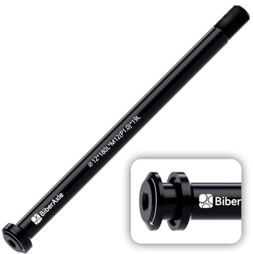 BiberAxle 12mm Steckachsen für Fahrradgabeln und Hinterer Fahrradrahmen, Mountainbike und Rennräder Aluminiumlegierung Naben Adapterachse, (Gewindesteigung: 1.0 mm/Länge: 180mm)