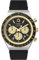 Timex Herrenuhr Q Herrenuhr Leder vergoldetes Stahlgehäuse Quarzwerk schwarzes Zifferblatt schwarzes Echtlederarmband schwarz mit Dornschließe Normale Schließe 5 ATM