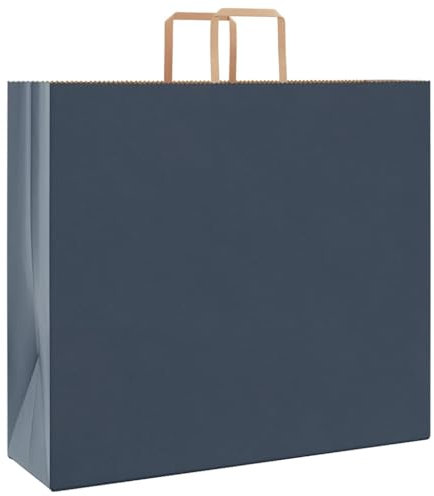 vidaXL Papiertragetaschen 50 Stk., Papiertüten mit Henkeln, Kraftpapiertüten, Geschenktüten für Einkaufen Hochzeiten Verpackungen Partys Geburtstag Weihnachten, Blau 54x15x49cm