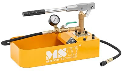 MSW Abdrückpumpe 60 bar 2 Kupferventile 16 ml/Pumpstoß Prüfpumpe mit Wassertank für 7 l Druckprüfpumpe Befüllpumpe Füllpumpe