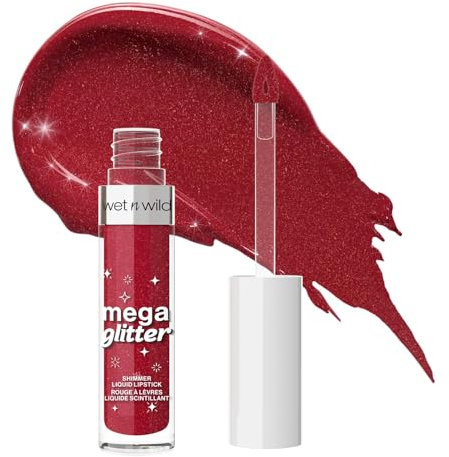 Wet n Wild Mega Glitter Shimmer Liquid Lipstick, Glitzer Lippenstift, Leichte Formel mit Vitamin E für Gepflegte Lippen, Angenehmes Tragegefühl, New Soulmate