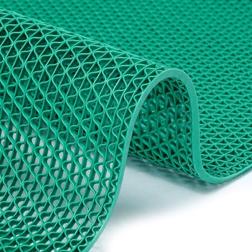 MBBTAG Outdoor Rubber Mats with Drainage, Pool Mats for Floor, Freely Cut, PVC Pool Non Slip Mat, Non-slip Drainage Floor Mat, Not Easy to Deform, Suitable for Swimming Pools/balconies/garages(Green,9