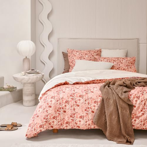 Essix Housse de Couette en Percale de Coton, 240 x 220 cm, Gloria, Rose