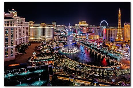 Pacimo Gerahmter Leinwanddruck, Wandkunst, Las Vegas, Stadtbild, Giclée-Poster, Galerie, verpackt, Stadt-Skyline, Wolkenkratzer, modernes Kunstwerk für Wohnzimmer, Schlafzimmer, Büro, Wanddekoration