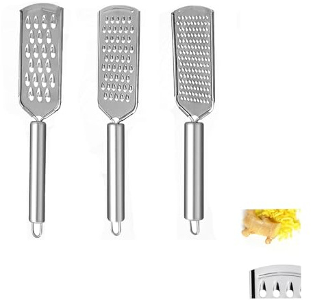Edelstahl Käsereibe,3 Stück Reibe Set küchenreibe klein Handreibe 3 Verschiedene Lochgrößen für Den Haushalt Küchenreibe Aus Edelstahl für Gemüse,Obst,Käse,Schokolade,Haushalt,Küche