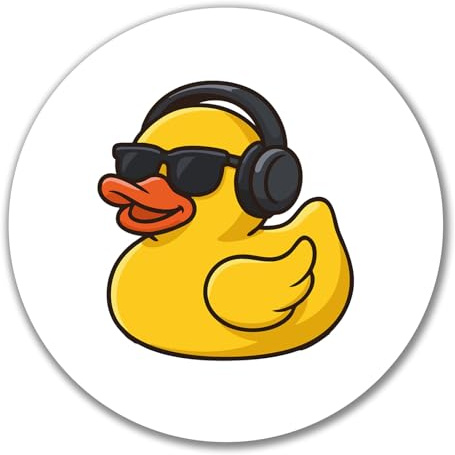 Huuraa Aufkleber Quietscheente DJ Gummiente Club-DJ Geschenk | Dekoaufkleber 10cm rund Sticker Geschenkidee Dekoausticker