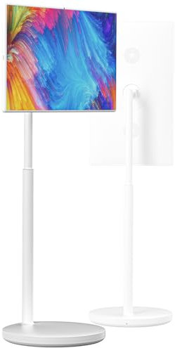 SHENGSHIYU 32 Portable TV with Rechargeable Battery, 4K Portable TV Stand on Wheels, Portrait/landscape Rotation Operated TV Portable with Screen Mirroring, Digital Whiteboard, Remote Control,8+256G
