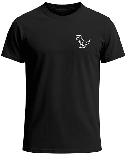 Neverless® Herren T-Shirt mit Dino Print – Lustiges T-Rex Logo auf der Brust – Kurzarm Baumwollshirt mit Grafikmotiv