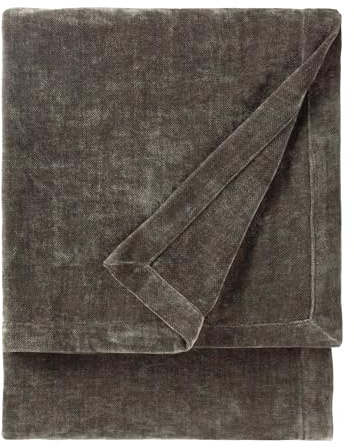 Yard Heavy Chenille Throw (Charcoal, 130 x 180 cm) | Soft chenille throw with a luxurious velvet feel for sofas and beds