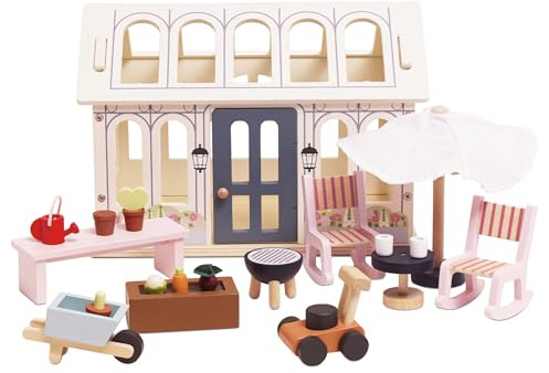 Le Toy Van Wooden Dolls House Conservatory Extension – FSC® 100% Certified Sustainable Add-On – Plastic-Free Accessory for Dollhouses – Imaginative Playroom Furniture for Kids