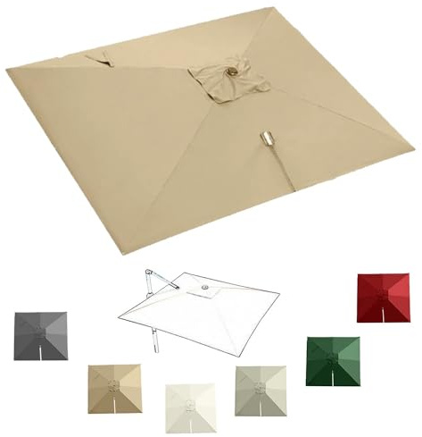 KPEGAXS 8 10 13ft Cantilever Umbrella Replacement Canopy Square Patio Umbrella Top Cover Offset Umbrella Replacement Fabric 8 Ribs Fade Resistant(Khaki,2.5x2.5m (8x8ft))