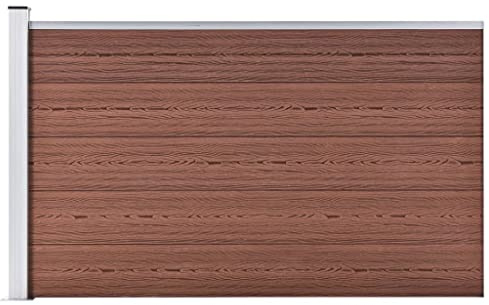 QJBSAVVA Gartenzaun WPC 175×105 cm Braun Holzoptik beidseitig, pflegeleichter Holz-Kunststoff-Zaun mit Alu-Profil, wetterfest, modular erweiterbarer Sichtschutz für Hof, Terrasse und Rasen