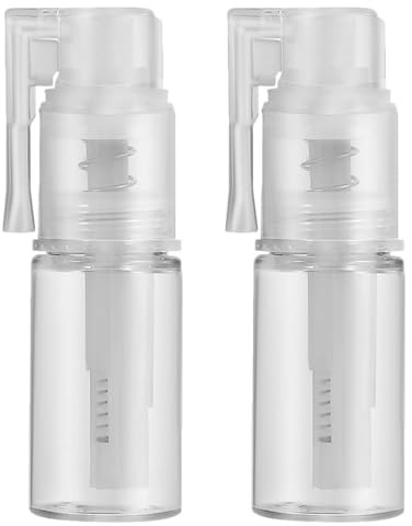2 Pack 14ml Plastic Powder Spray Bottle with Long Nozzle | Refillable Duster, Accurate Dispensing, Portable Design for Home Use and Salon Hairdressing