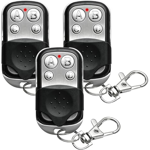 Telecommande Universelle Portail 433,92 MHz, 3 Pièces Bip Portail Universelle Télécommande Portail Garage sans Fil à 4 Boutons Touches Copieuse pour Voiture et Porte de Garage Remplacement Code Fixe