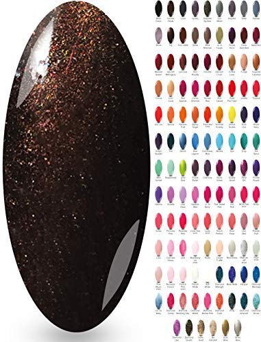 Fig Brown Nail Gel Polish - (Fig) UV LED Dark Sparkly Shimmer Glitter Autumn Winter Brown NYK1 Nailac for Gel Nail Lamps Manicure Pedicure Varnishes
