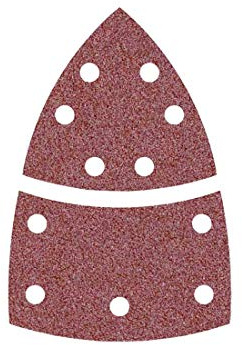 MioTools Fox Schleifblätter 93/62 x 102 mm, 11-Loch (50 Stk.) K100 | f. Deltaschleifer, Normalkorund, Klettbefestigung