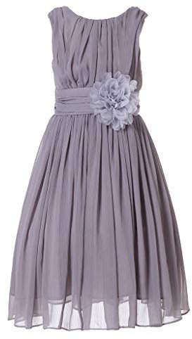 HAPPY ROSE Abito da Ragazza a Fiori Abiti da Cerimonia di Nozze Partito Abito da Damigella Junior Grigio 14 Anni