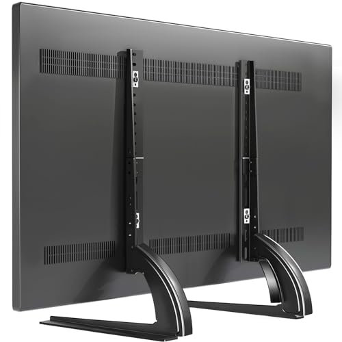 TAVR Support de table universel pour téléviseurs à écran plat/incurvé de 27, 30, 32, 37, 40, 43, 47, 50, 55, 60, 65, LCD LED, pieds réglables en hauteur, base solide pouvant supporter jusqu'à 40 kg,