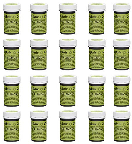 Sugarflair Spectral Bitter Lemon/Lime Food Colouring Paste, Highly Concentrated for Use with Sugar Pastes, Buttercream, Royal Icing or Cake Mix, Vibrant Colour Dye - 25g (Pack of 20)