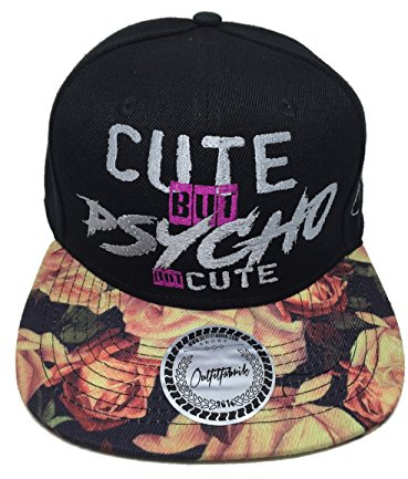 Outfitfabrik ♥ Snapback Cap Stickerei Cute but Psycho. But Cute! mit Flower Schirm (Provokation & Statement)
