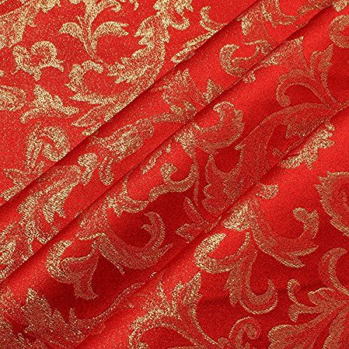 Stoff am Stück Stoff Polyester Jacquard Ornament rot gold Lurex Goldbrokat Barock Rokoko 280 cm überbreit