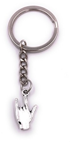 H-Customs Main Rock signe porte-clés pendentif en métal argenté