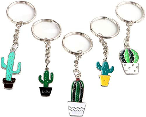 Creative Potted Cactus Style Keychains Key Rings Hang Bag Accessories Chain Bag Pendants Jewelry, 5 pc (cactus)
